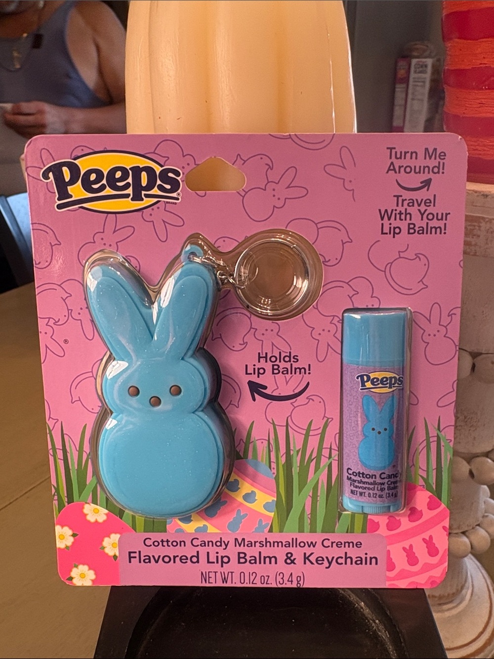 PEEPS Cotton Candy Blue Bunny Lip Balm & Keychain